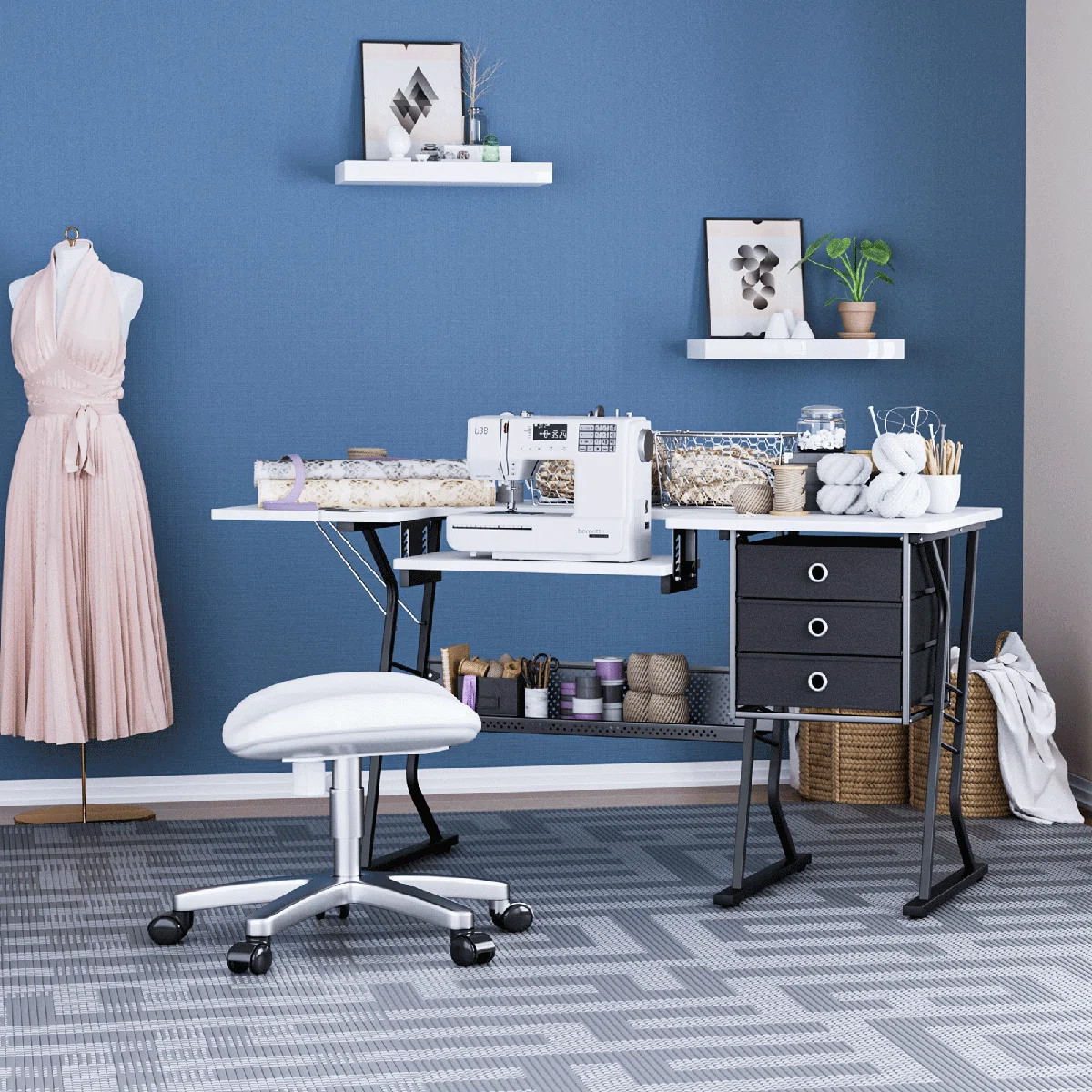 60" W X 23.5" D Sewing Table With Height Adjustable Platform - Image 2